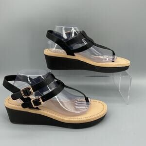 New Journee Collection Women’s Bianca Wedge Sandals Black Size 11